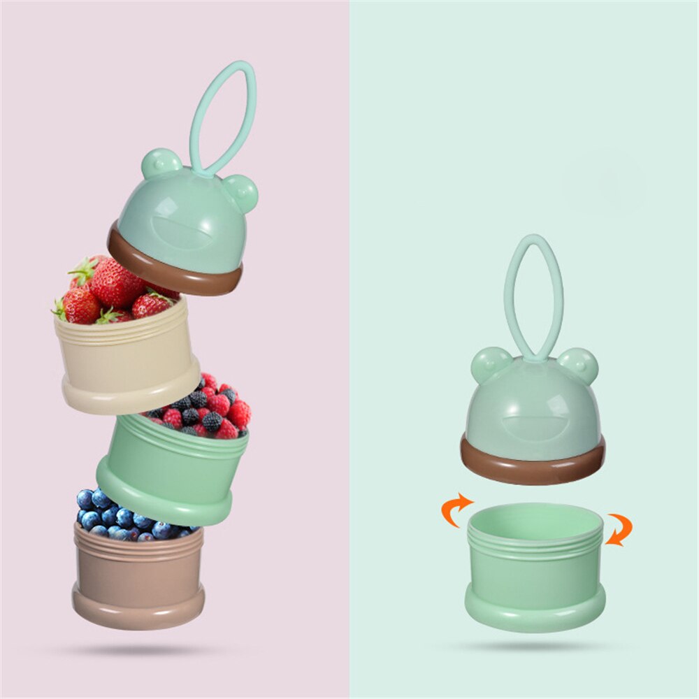 Dispenser för modersmjölksersättning för småbarnssnacks utomhus 3- lagers stapelbar matbehållare bärbar och hållbar