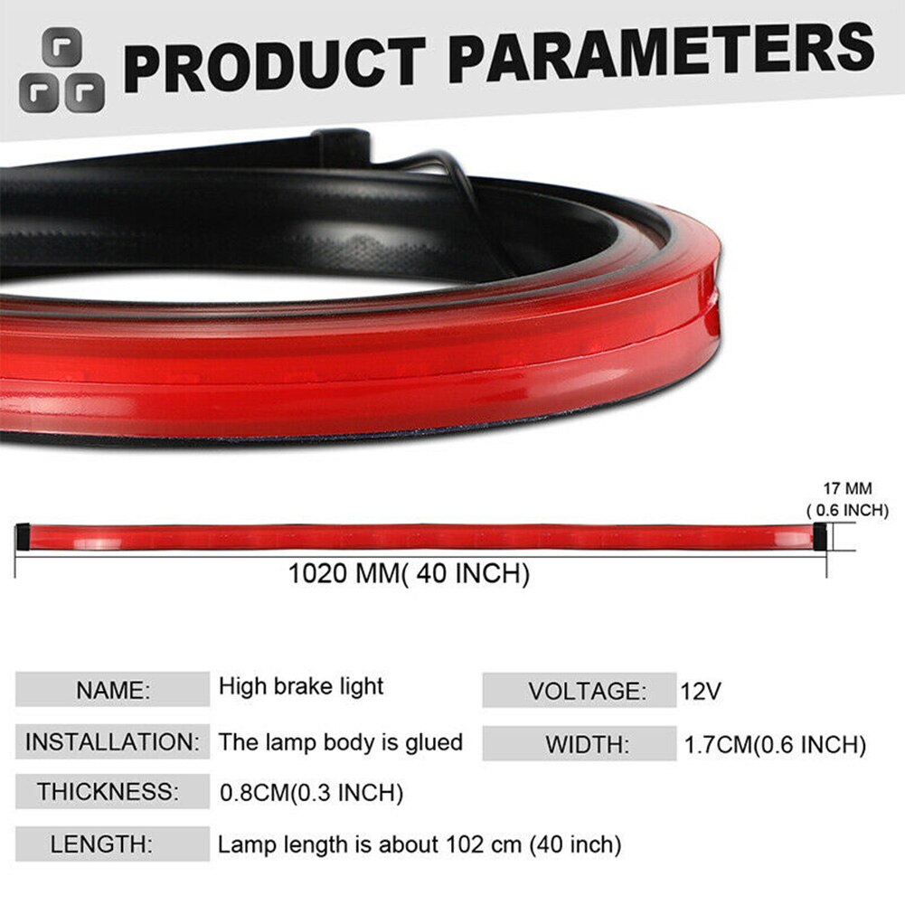 40" Car LED Rear 3rd Brake Strip DRL Driving Warning Light Turn Signal Universal High Materials