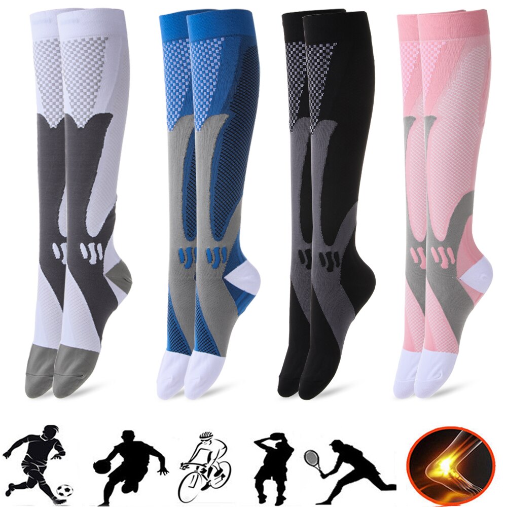 1Pairs 20-30mmHg Copper Compression Socks Unisex Elastic Health Care Graduated Pain Relief Anckle Protection Arch Support L-XXL