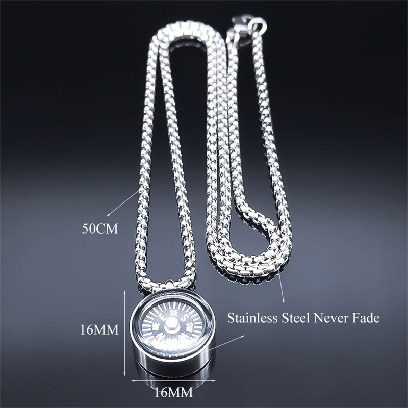 Collana con ciondolo bussola alla moda per donna/uomo collane colore argento in acciaio inossidabile regali di natale gioielli colar feminino