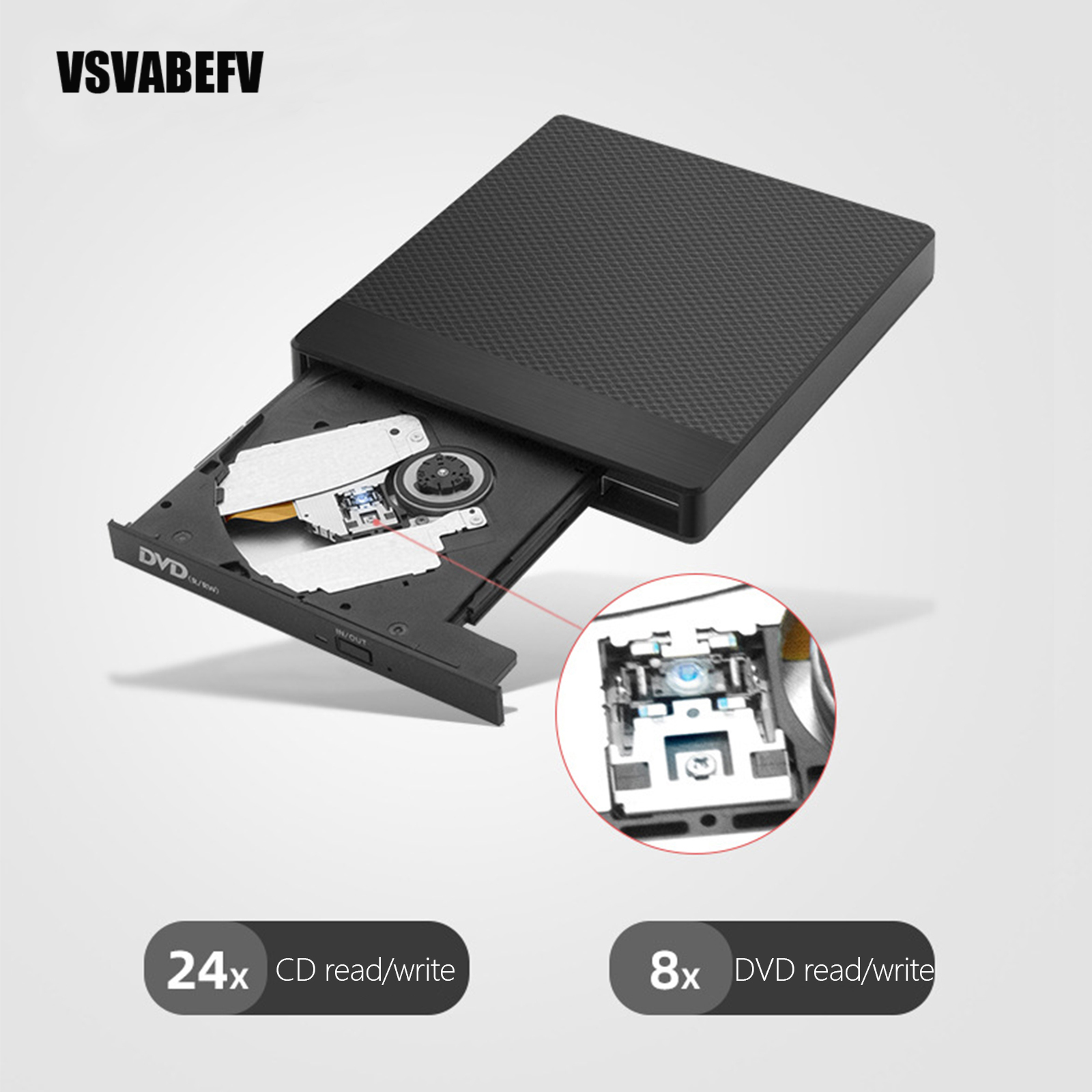 USB 3.0 DVD Drive CD Burner Drive-free High-speed Read-write Recorder External DVD-RW Player Writer Reader With USB/SD/TF Slot