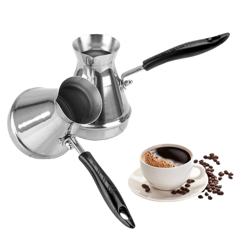 Café turco olla de acero inoxidable utensilios para café Europea mango largo maceta Moka derretir mantequilla olla cocina herramientas