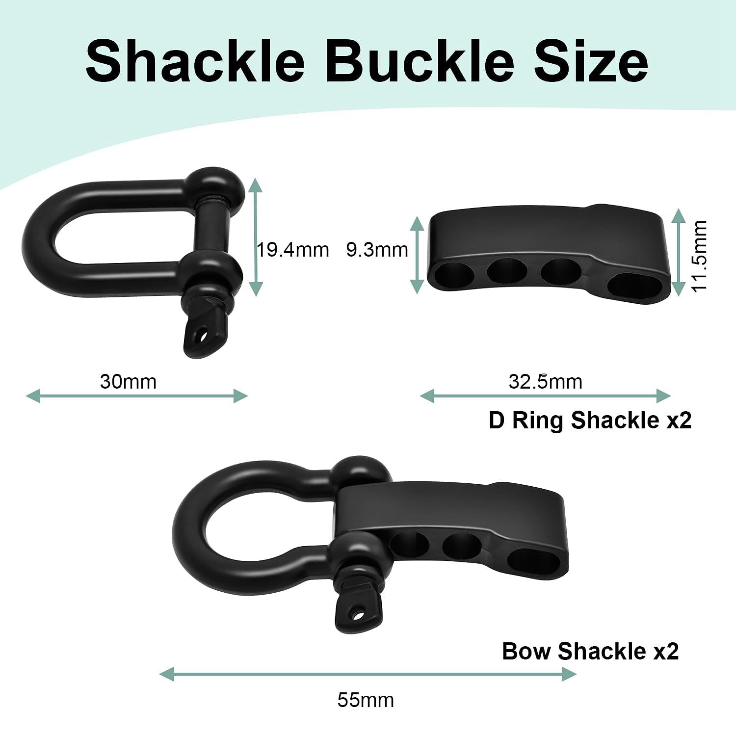 10 Pcs Paracord Bracelet Buckles Adjustable U Buckle Clip for Outdoor Survival Bracelet Wrist Strap U Shackles Black Slivery