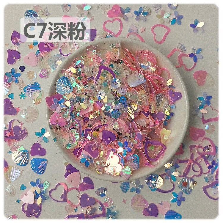 10G Glitter Hart Pailletten Voor Decor Valentijnsdag Bruiloft Diy Ambachten Pailetten Shell Bloem Ster Nail Art Pailletten lentejuelas: C7 DARK PINK