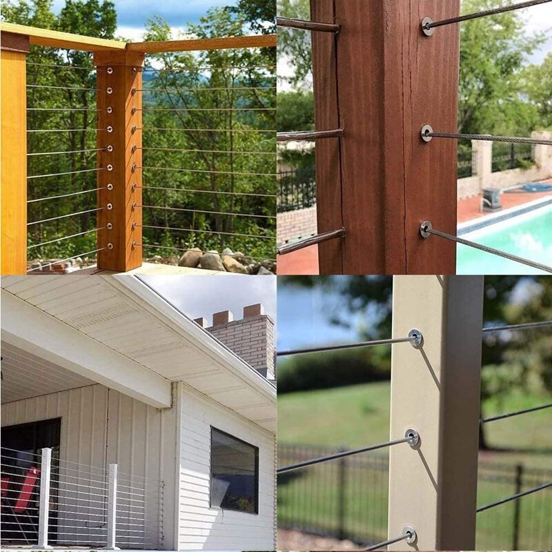 60 sztuk ze stali nierdzewnej rękawy ochronne rękawy ochronne dla 1/8 cal lina stalowa poręcz kablowa, DIY balustrada T316