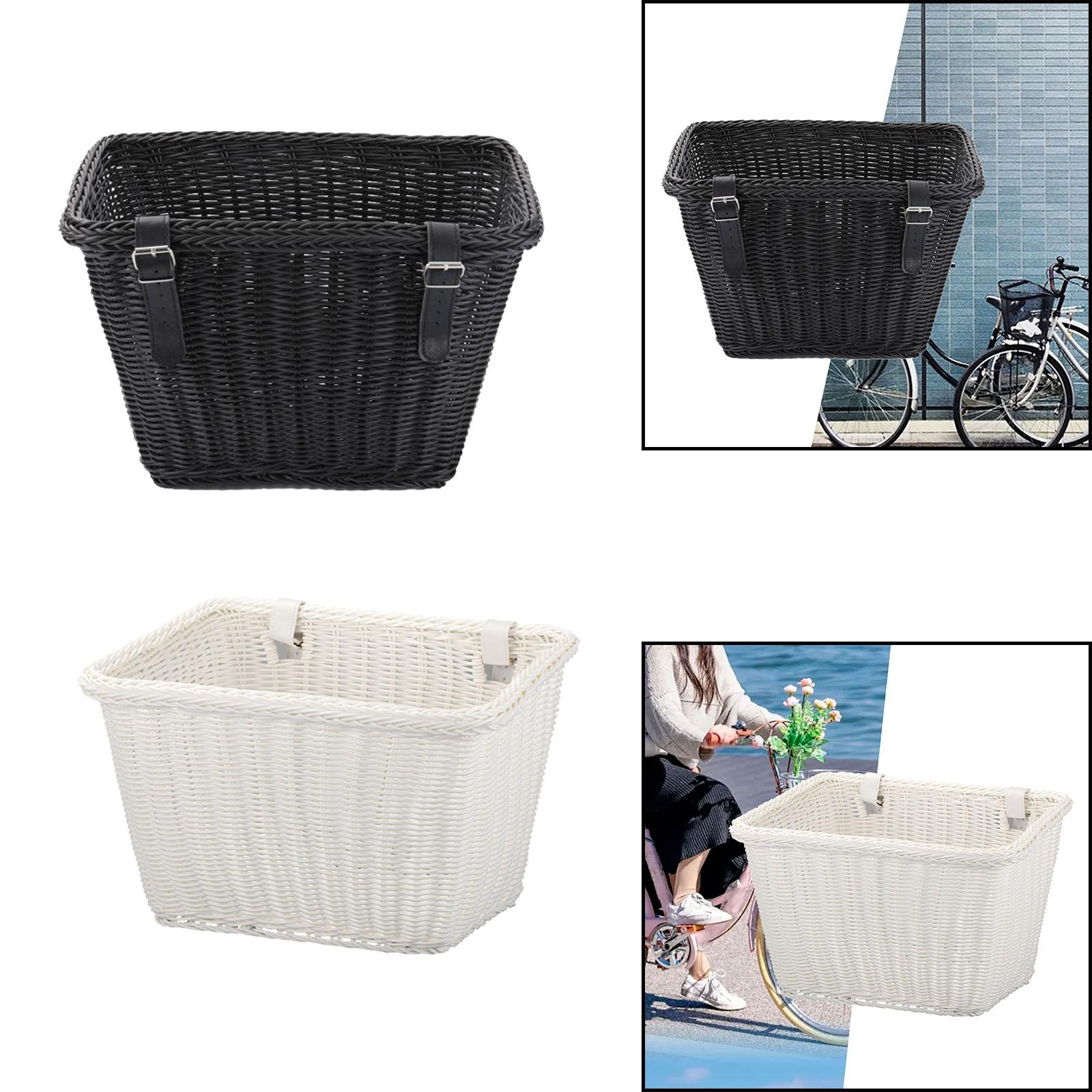 Bike Basket Tricycle Basket with Straps Portable Woven Basket Sundries Container Bicycle Front Handlebar Basket for Riding