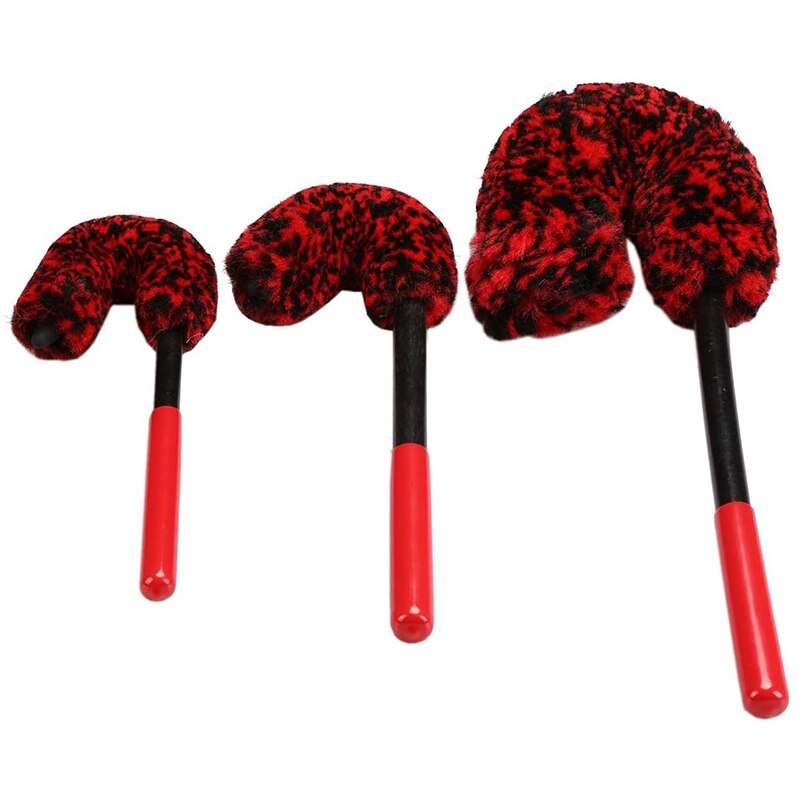 3Pcs Microfiber Wheel Wand Car Detailing Brush Rim Brush for Cleaning Wheels, Rims, Exhaust Tips,Motorcycles,Bicycles