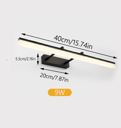 Moderne led spiegel wandlamp badkamer toilet wandlamp 40cm 50cm zwart zilver goud wandlamp kaptafellamp make-up spiegellamp: B / Warm wit