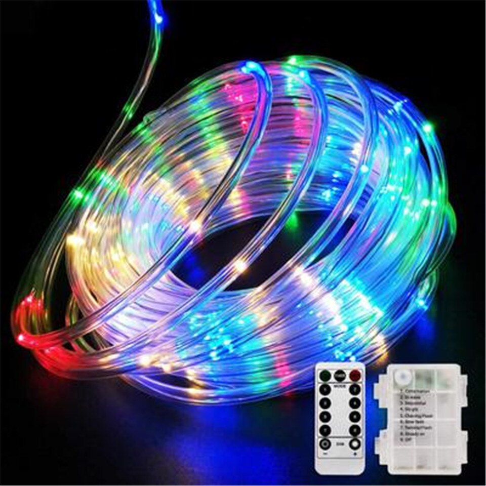 10m 100 leds koppartråd lampa trädgård födelsedag fjärr batteri bröllop utomhus fest rör ljus slang lampa lykta