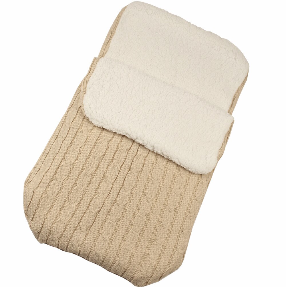 Baby Baby Gebreide Warme Inbakeren Slaapzak Dikker Deken Fleece Dikte Herfst/Winter Kinderwagen Warm Wrap Deken: cream-coloured