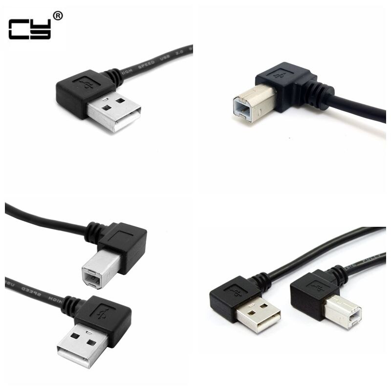 Rechts & Links Hoek USB 2.0 A Male naar USB B Male Type B BM Haakse Printer scanner 90 graden kabel 50 cm 100 cm BM Kabel Hoek