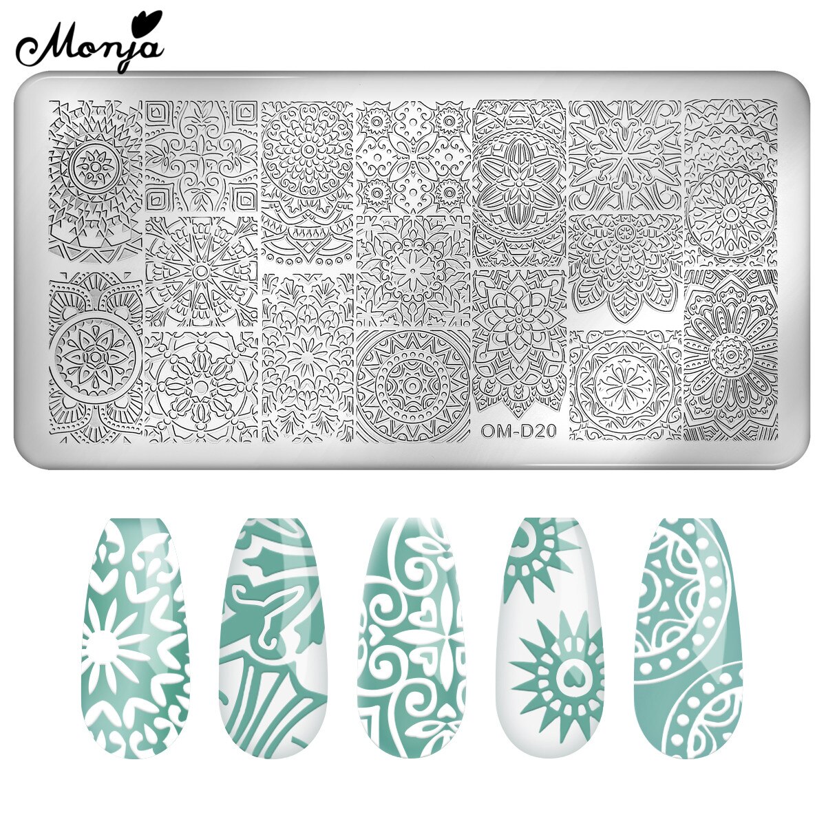 Monja 10 Stile Nagel Kunst Vorlagen Blume Ebene Streifen Geometrische aufbringen Stanzen Platten Druck Schablone DIY Manikübetreffend Werkzeug: SKU005002-OMD20