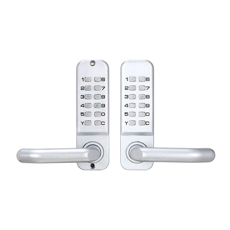 OSPON Double sided mechanical pushbutton keyless lever handle door lock OS209S: Silver