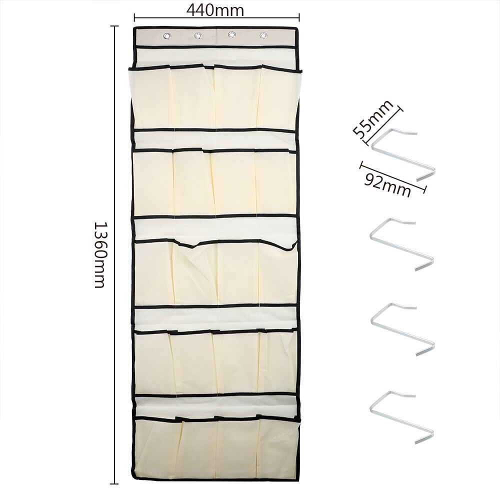 Space Saver for Wardrobe Wall Door Back 20 Grid Foldable Hanging Bag Underwear Sock Tie Shoe Hanging Storage Organizer Free Nail