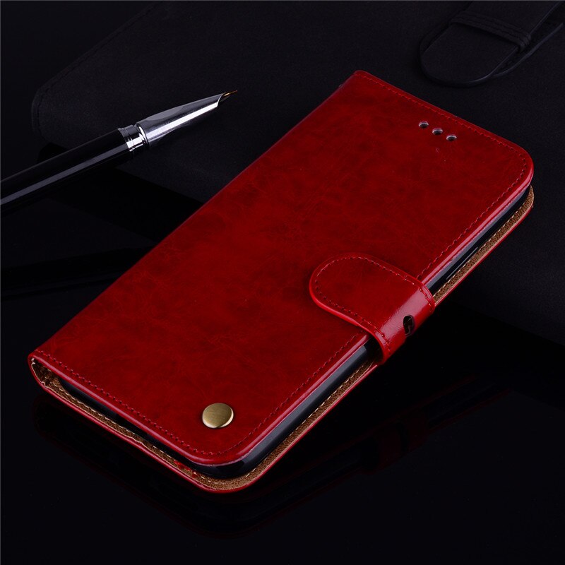 Luxury Leather Wallet Case For Huawei Honor 7X Flip Case For Huawei Honor 7 X 7x Card Holder Case for honor 7x Phone Bag Coque: Red