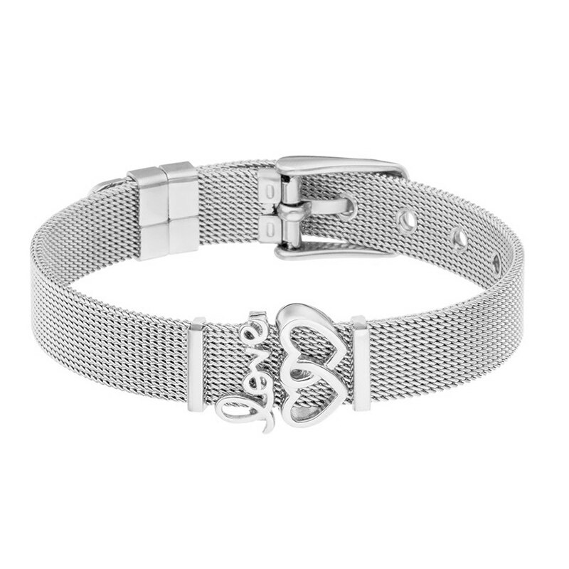 Jewelry Stainless Steel Mesh Charms Bracelet Set with Rubber Preventer DIY Fine Bracelets For Women Men: ST016