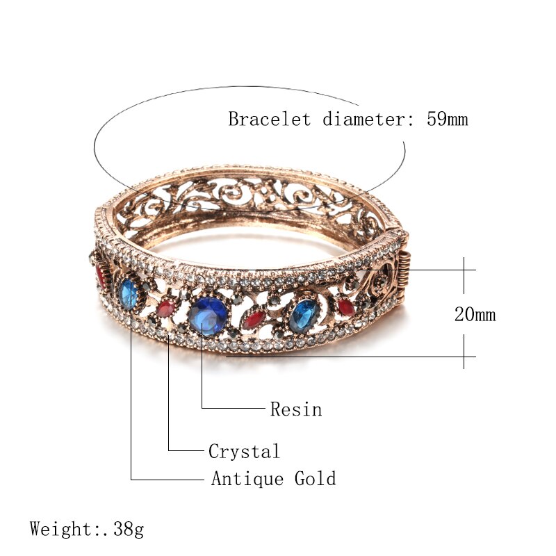 Kinel Vintage Turkse Armbanden Ronde Resin Manchet Armbanden Voor Vrouwen Antiek Goud Kleur Banquent Sieraden Dames Favoriete