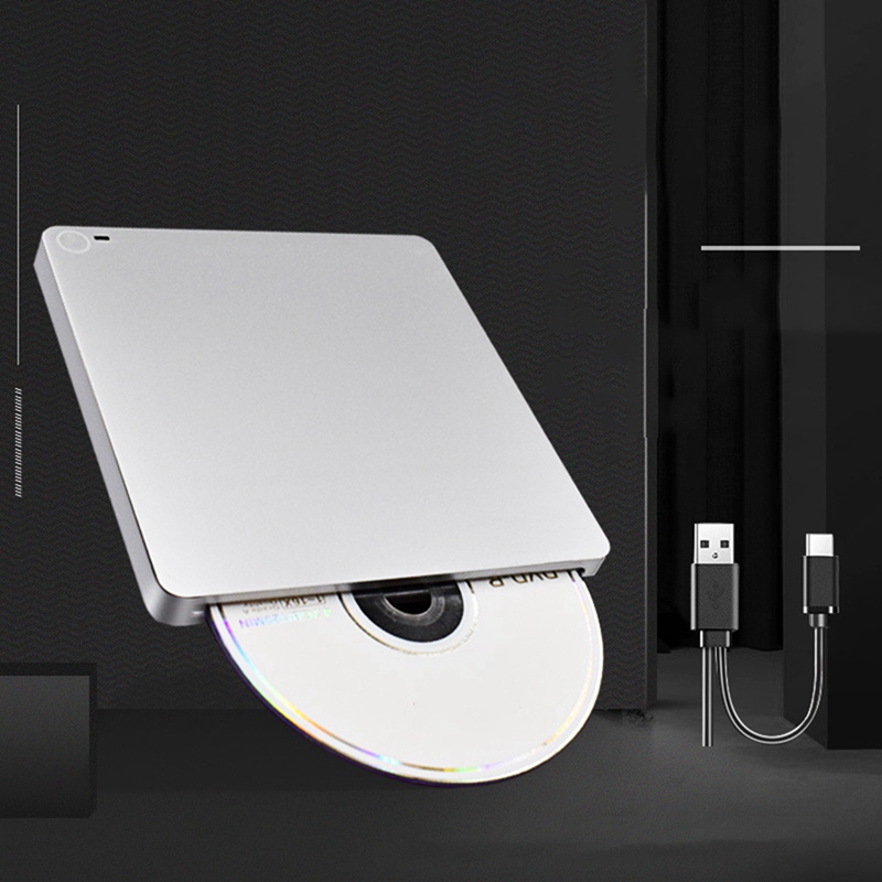 CD/DVD Burner Dual-Port Slot-Loading USB3.0/Type-C External Mobile Optical Drive
