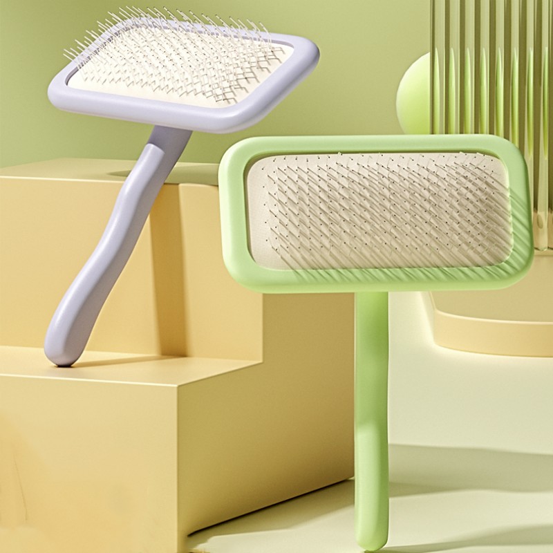 Hondenborstel Dierenhaarverwijderaar Massage Kattenborstel Roestvrijstalen kammen voor het reinigen van hondenhaar Comfortabele handgreep Borstels Dierenverzorging