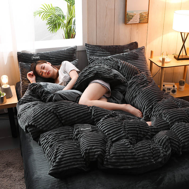 Magic Velvet Duvet Cover Winter Warm Coral Fleece Quilt Cover for Single Double Queen King Bed Bed Cover Bedding Comforter Case: dark / 2pc pillowcase