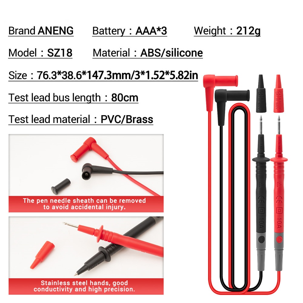 Aneng Sz18 Digital Multimeter 9999 True Rms Analog Tester Multimetro Diy Capacitor Transistor Ncv Testers Lcr Meter