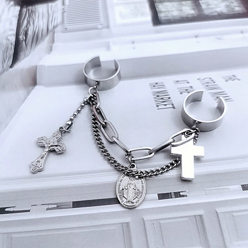 Fantastici anelli a catena a doppio dito per donna uomo apri nappa regolabile punk HipHop anelli di barretta gioielli di moda: stile 2