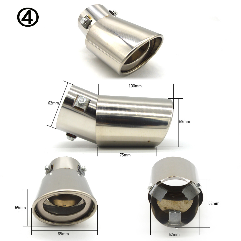 universell biler eksos lyddemper spiss rustfritt stål rør krom listverk modifisert bil bak bakre hale foring tilbehør: 4