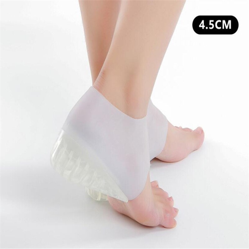Chaussettes unisexes invisibles en Silicone pour augmenter la hauteur, coussinets de talon en Gel, semelles intérieures, Massage des pieds, Support orthopédique de la voûte plantaire: 4.5cm