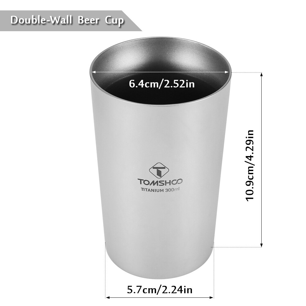 TOMSHOO Titanium Cup Single-Wall Beer Cup 17oz 500ml Ultralight Water Cup Coffee Tea Mug Tableware Camping Cup For BBQ Picnic