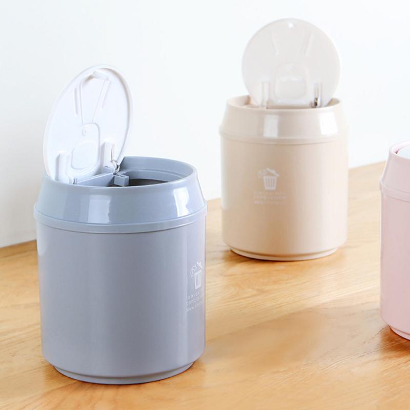 Fashionable Home Desktop Mini Trash Can Table Waste Bins Bathroom Garbage Basket Push-on Household Cleaning Accessories