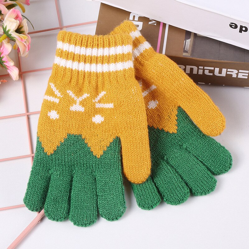 1 Pair Cat Splice Mittens Winter Baby Boys Girls Knitted Gloves Warm Rope Full Finger Mittens Gloves for Children Toddler Kids: D