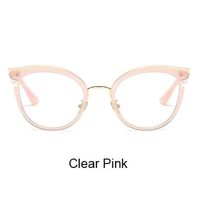 Ralferty Ladies Cat Eye Glasses Vintage Black Optical Eyeglasses Frames Women Eyewear Frame oculos de grau gafas F97551: Clear Pink