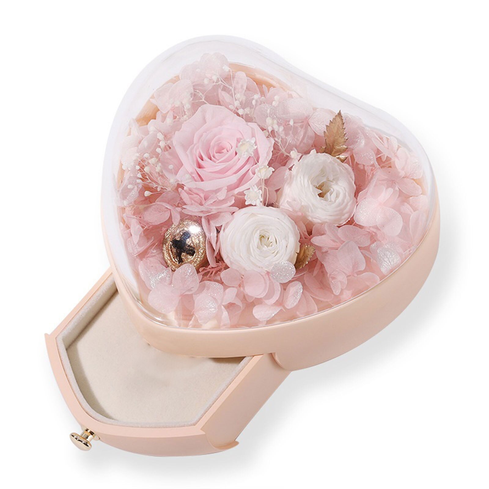 Handgjord för alltid ros smycken låda odödlig bevarad blom blommor fall romantisk för alla hjärtans dag / jubileum: Rosa