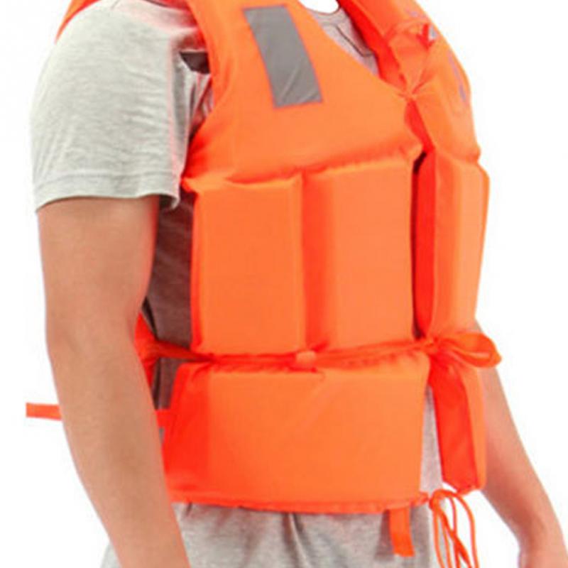 Life Jacket Lightweight Nylon Foam Swimming Life Vest with SOS Whistle Adjustable Size Durable PFD Water Sports Supply 55x45cm