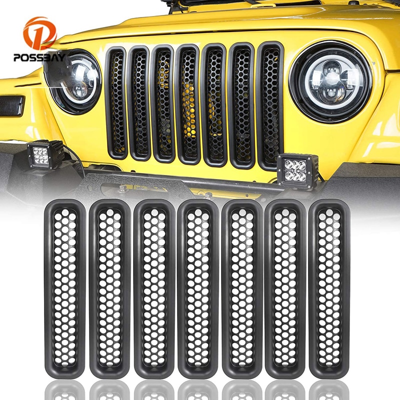 7Pcs Car Insert Front Mesh Grille Black Decoration... Grandado