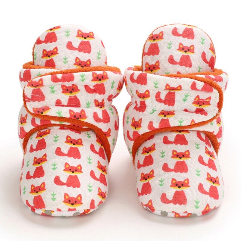 Bottes de Bébé Garçon Fille Dessin Animé Renard Imprimé Chaussures Chaudes Coton Bottine Bébé Fond Mou Première Marche Chaussures 0-18M: A / 0-6 mois