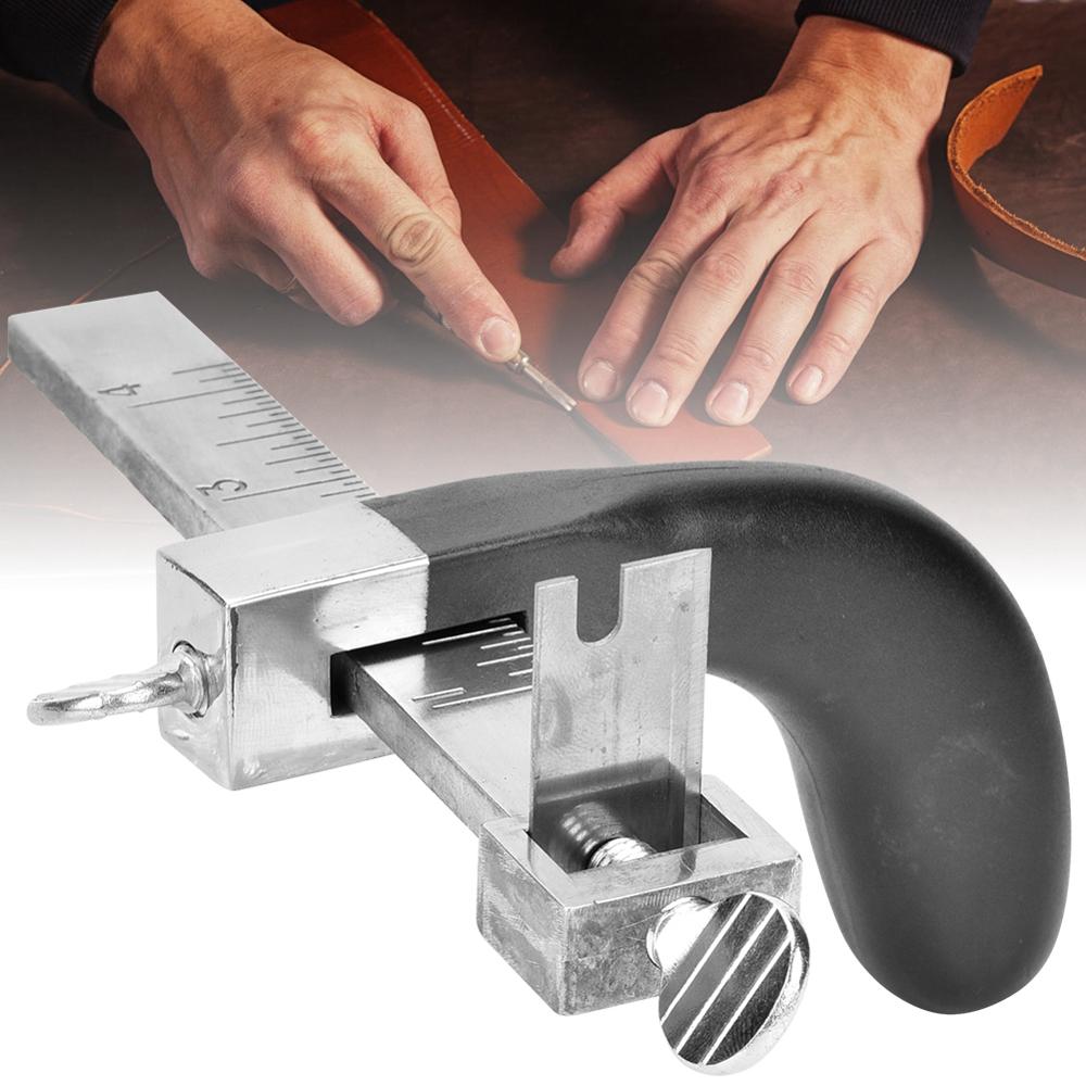 DIY Adjustable Leather Strap Belt Cutter Hand Stainless Steel Strip Cutter Cutting Tool with Aluminium Handle for Leather Craft
