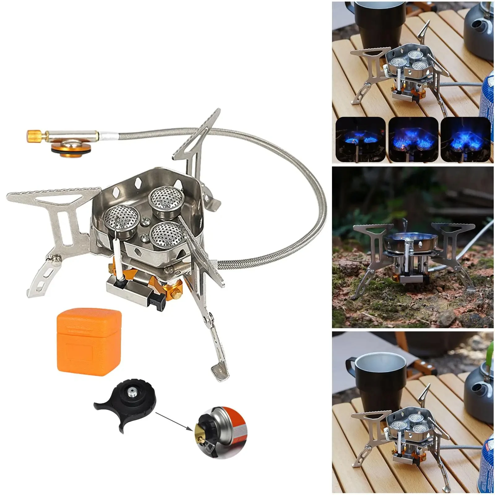 Tragbarer Camping Gasherd Mini draussen Wind dicht Teilt Herde faltbarer Brenner 5800w wandern Picknick Grill Koch geräte