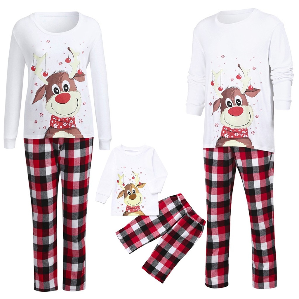 famille correspondant vêtements de nuit à manches longues Pijama Navidad Familia noël noël pyjamas famille vêtements # c: 3T  child