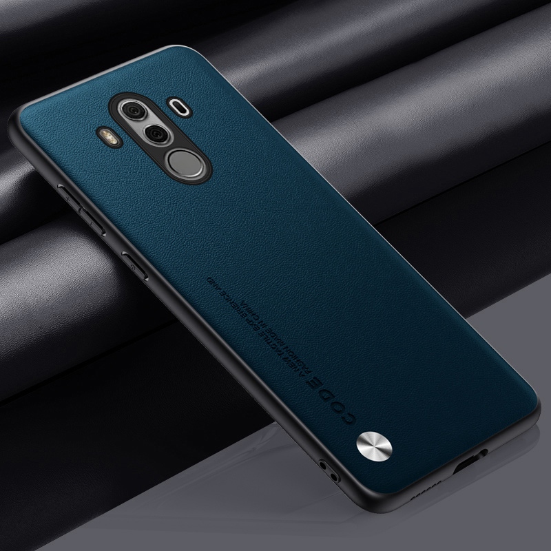 Étui de luxe en cuir PU pour Huawei Mate 10 Pro 10Pro, coque arrière en Silicone, Protection complète, coque de téléphone pour Huawei Mate 9 Mate9: Tissu de coton / Bleu