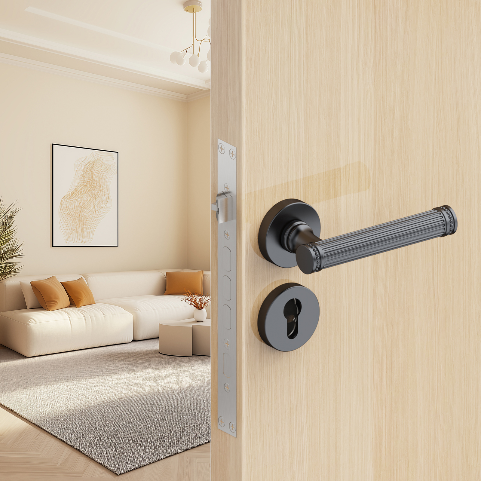 Viladepot Privacy Deurgreep Zwart Nikkel Geborsteld Slaapkamer Badkamer Doorgang Zinklegering Deurslot Zonder Slotcilinder
