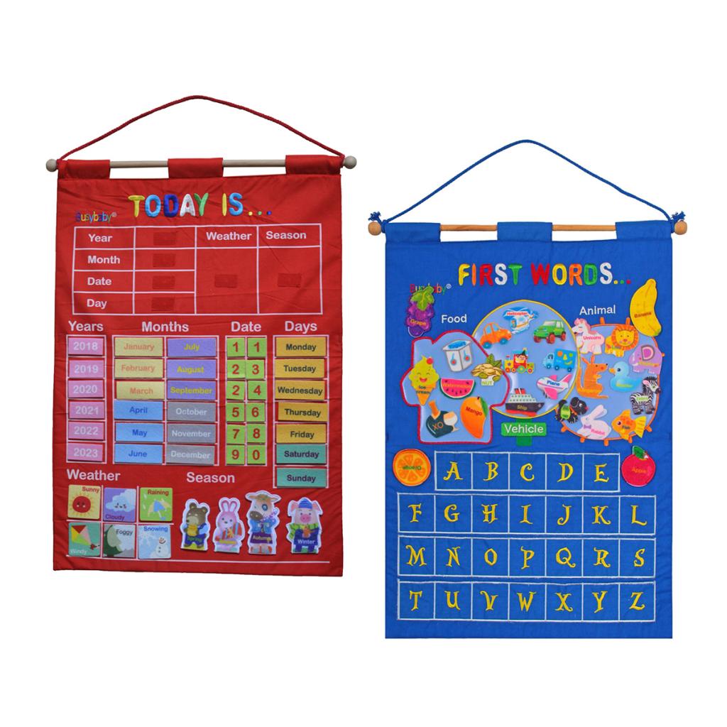 Fabric Calendar Learning Chart Crafts with Weather Season Months Week Date Letters - For Kids Early Education