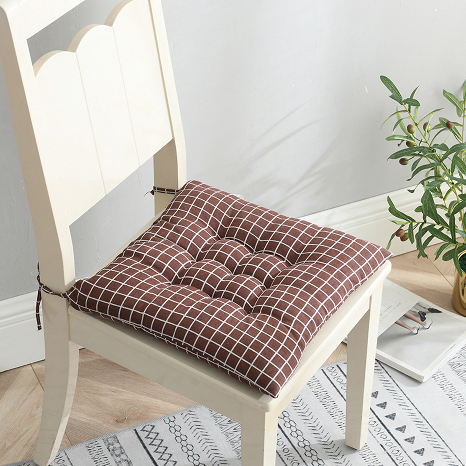 Cuscino in lino da 40cm cuscino per schienale sgabello quadrato in cotone per sedia per Computer da ufficio a casa tappetino protettivo tappetino per sedile glutei tappetino per sedia: YELLOW