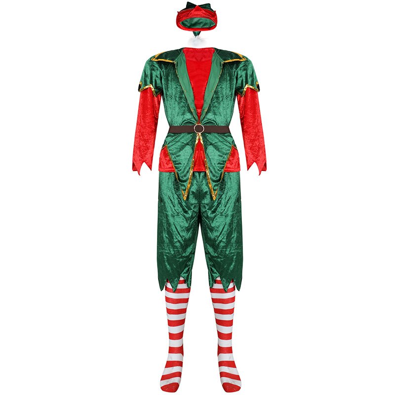 Christmas Costume Elf Naughty Match Dress Adult Couple Funny Festival Cosplay Santa Elven Outfit For Men Women: Men / XL