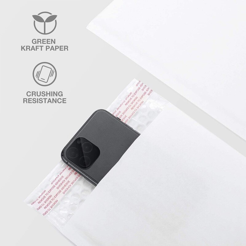 100 PCS/Lot White Kraft Paper Padded Envelope Post Bags Speedy Mailers Bubble Envelope wrap Courier Self-seal Office Supplies