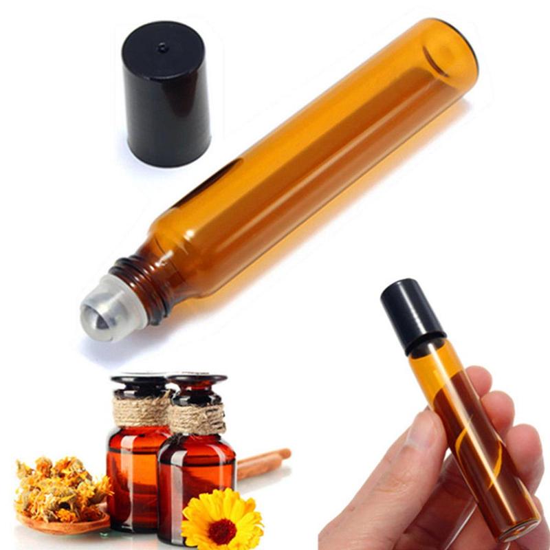 2ml 3ml 5ml 10ml Amber Glass Roll on Bottle with Glass/Metal Ball Thin Glass Roller Essential Oil Vials roll on bottles