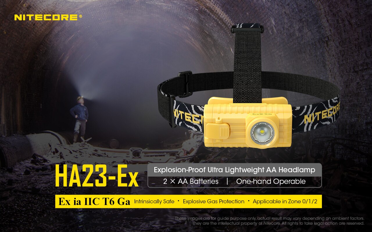 NITECORE HA23-Ex Headlamp100 lumen White light Explosion-proof Ultra Lightweight CREE XP-G LED headlight with AA Batteries