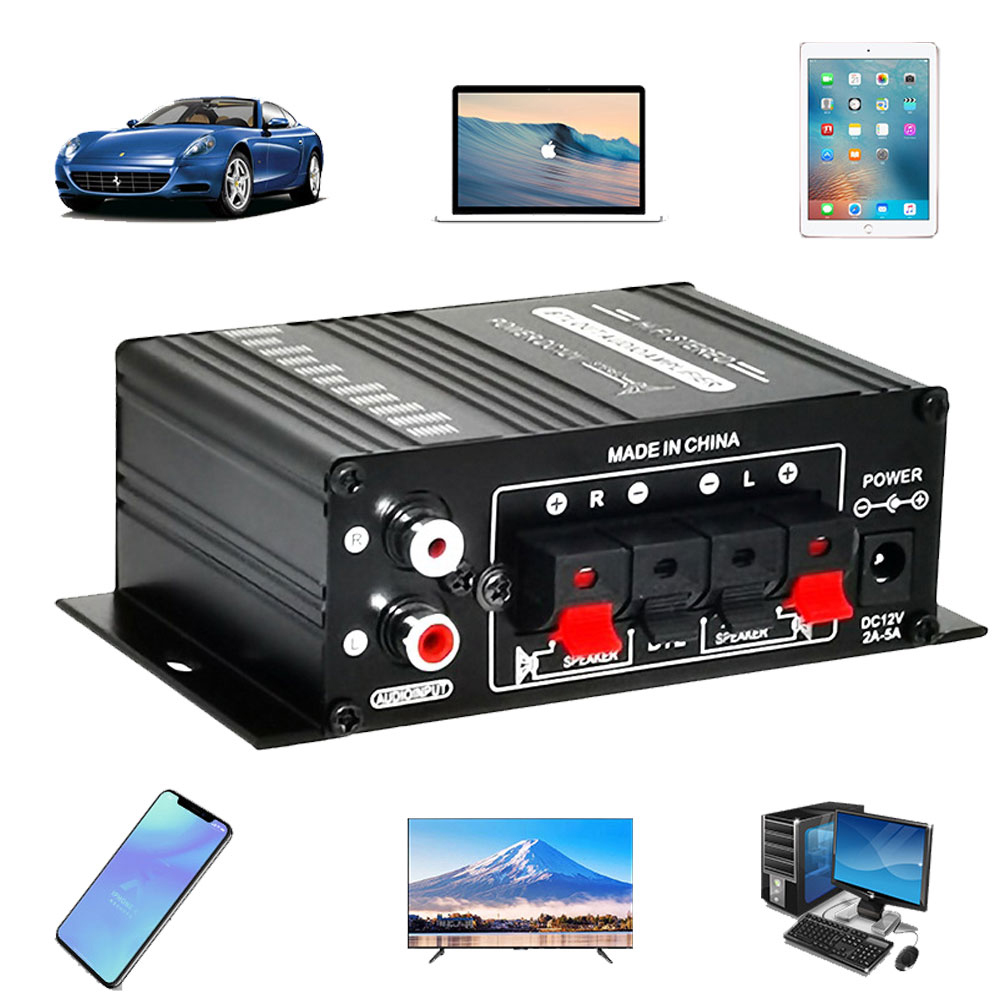 AK-270 Amplificatore audio Canale audio 2.0 Amplificatore audio digitale HIFI Stereo Ingresso AUX Mini amplificatore audio portatile per auto e casa