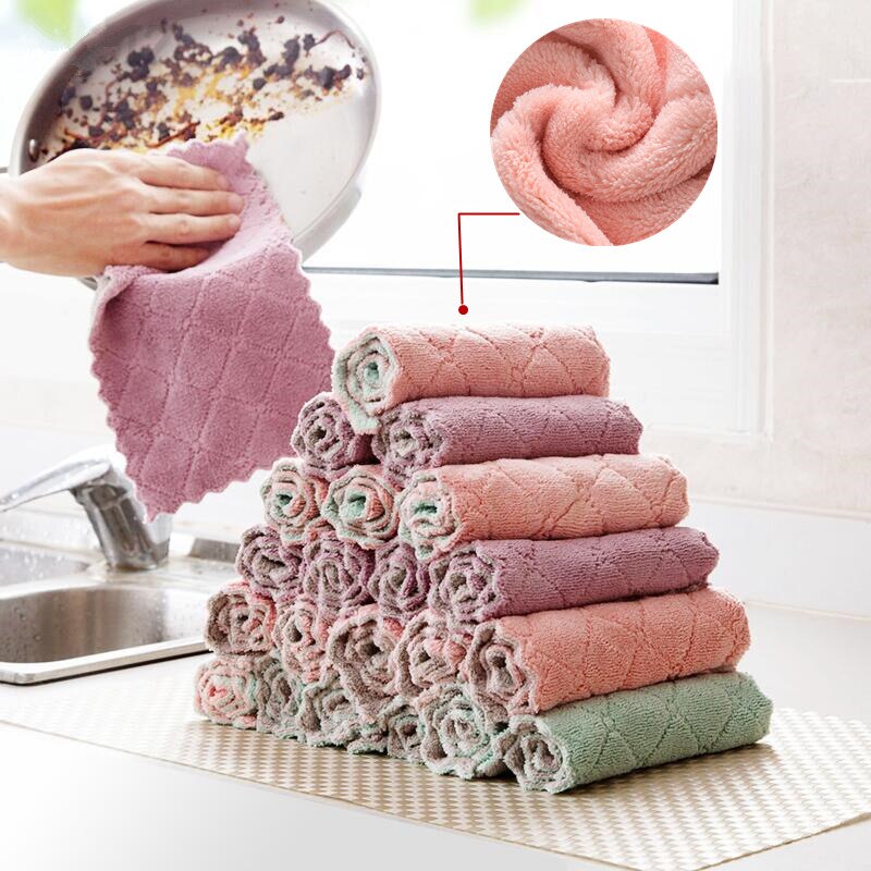 Moboss huishoud keukenhanddoek absorberend dikker dubbellaags doekje tafelreiniging afwasdoek keuken microvezel handdoek