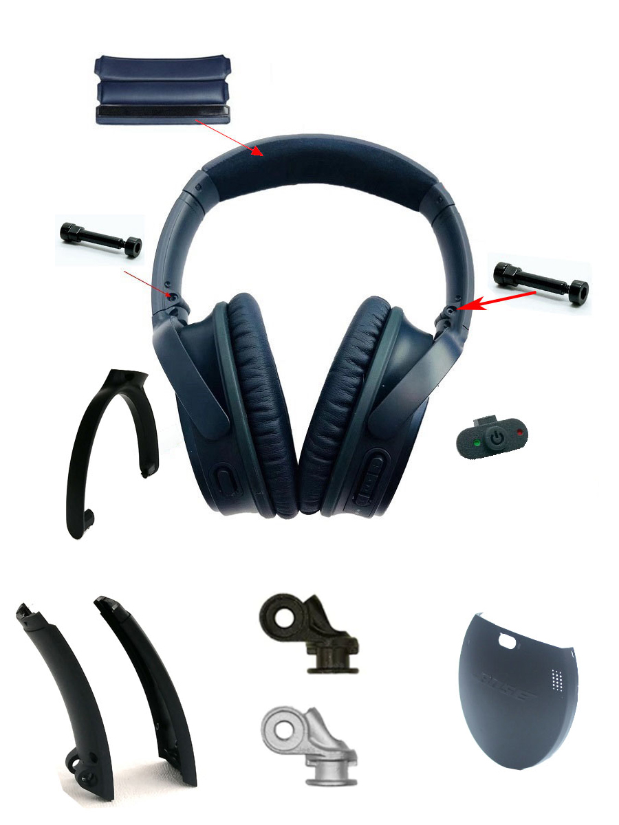Originele Hoofdband Scharnier Swivel voor Bose QC35 Draadloze Hoofdtelefoon Reparatie Onderdelen Vervanging Earpad van QC 35 & 45